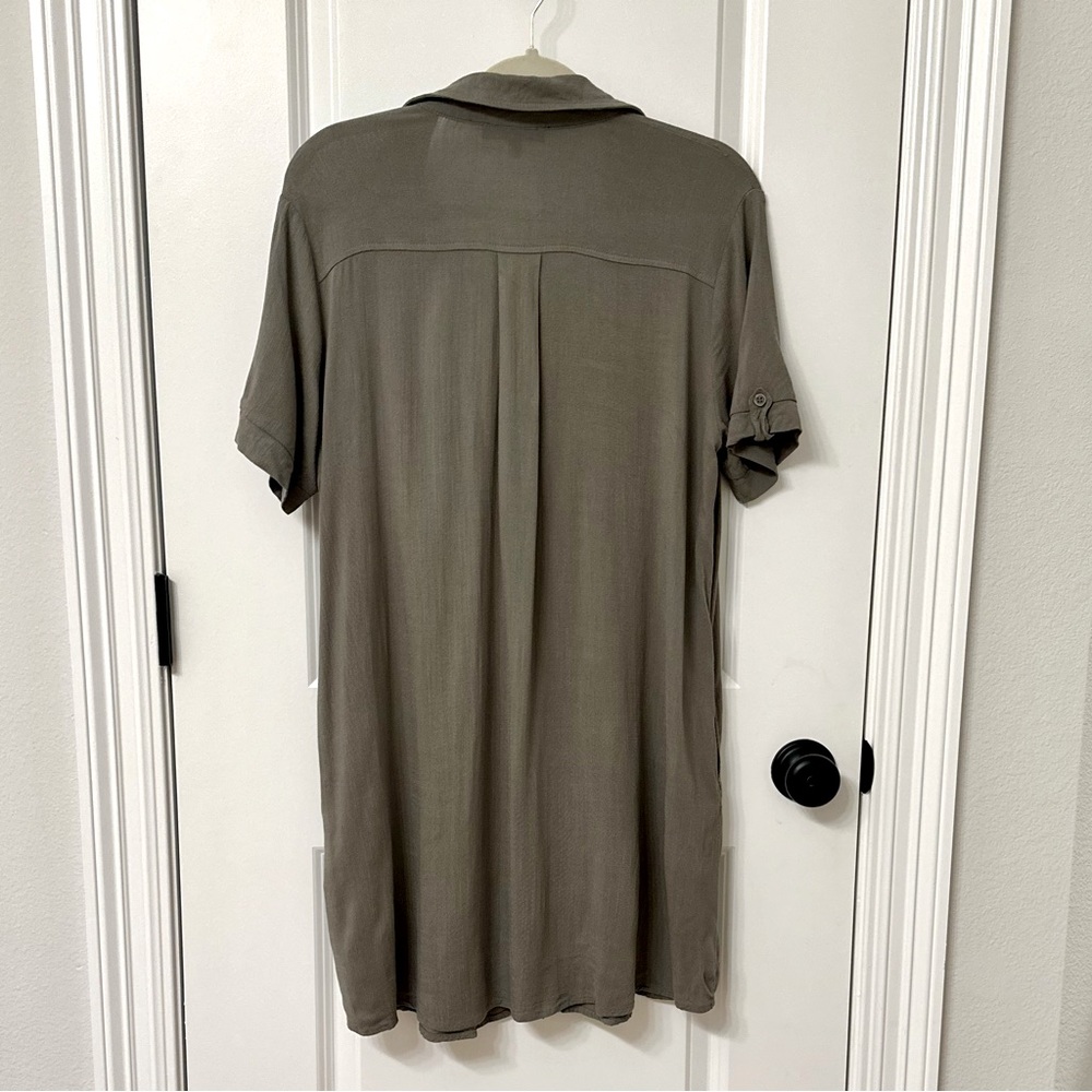 EUC/Like New - Lulus Oxford Comma Olive Green Shirt Dress - Size L - Picture 3 of 8